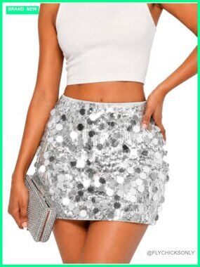 Sequin Bodycon Mini Skirt Stretchy Party Clubwear Dance Skirt